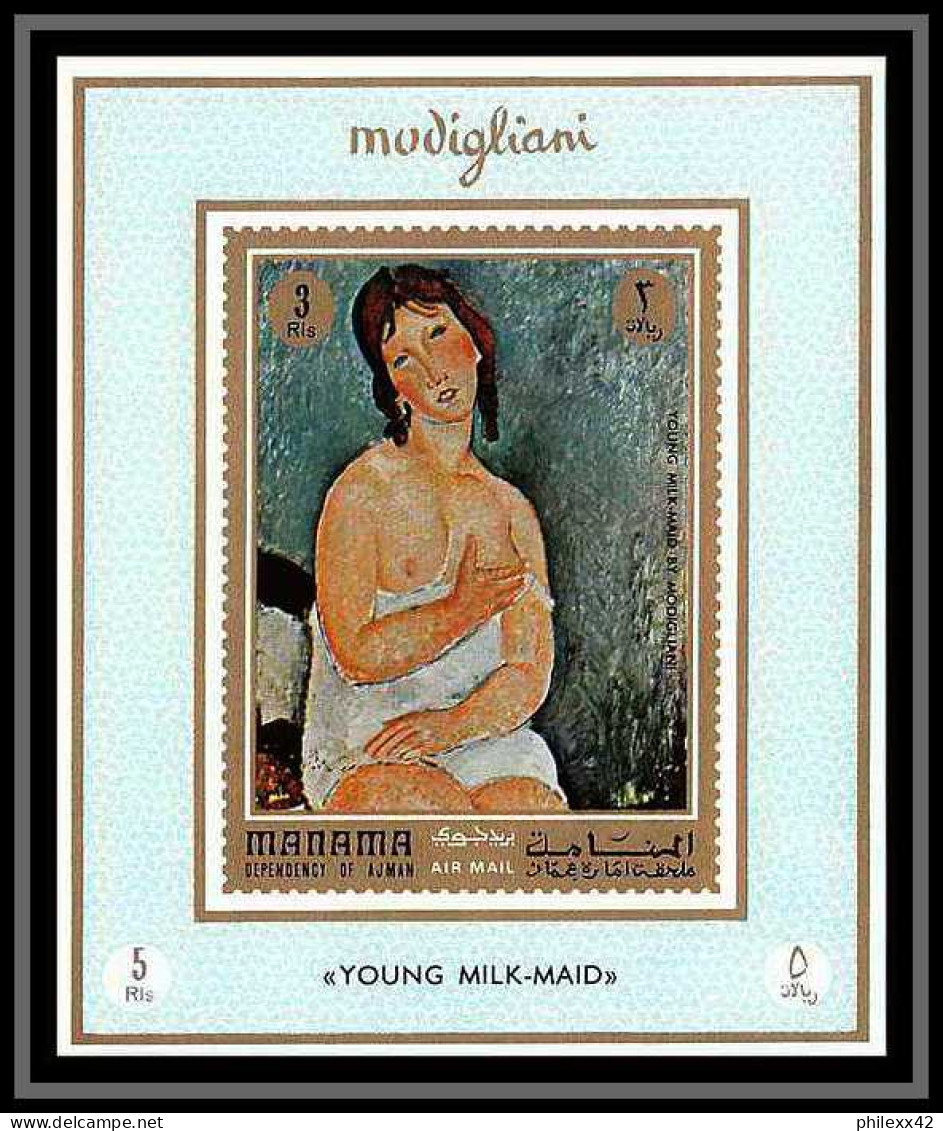 Manama - 3158/ N° 425/430 Modigliani Peinture Tableaux Paintings Deluxe Miniature Sheets ** Nus Nude Naked MNH  - Desnudos