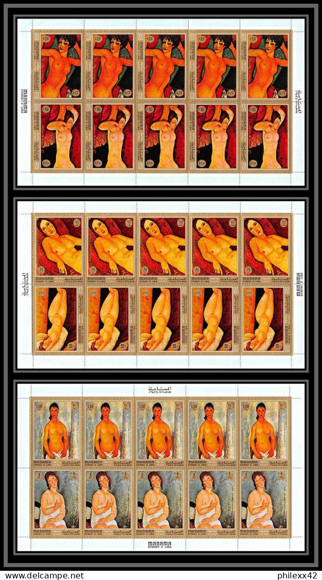 Manama - 3158g/ N° 425/430 A Modigliani Tableaux Paintings  Nus Nude Naked MNH Feuille Complete (sheet) DISCOUNT - Desnudos