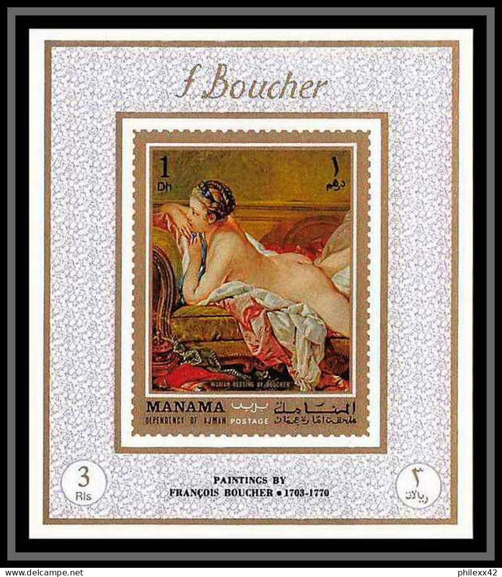 Manama - 3160/ N° 496/503 nudes nu francois boucher peinture tableaux paintings deluxe miniature sheets ** MNH 
