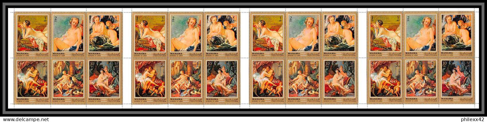 Manama - 3160c/ N° 496/503 A Nudes Nu Francois Boucher Peinture Tableaux Paintings ** MNH Feuille Complete (sheet) RRR  - Desnudos