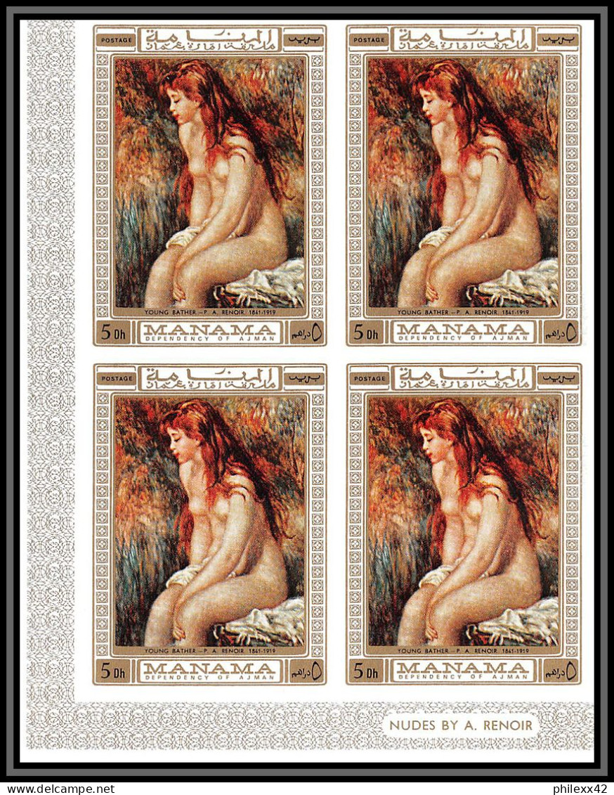 Manama - 3161e/ N° 270/275 B Renoir Nus Nudes Peinture Tableaux Paintings Non Dentelé Imperf ** MNH Bloc 4 - Desnudos