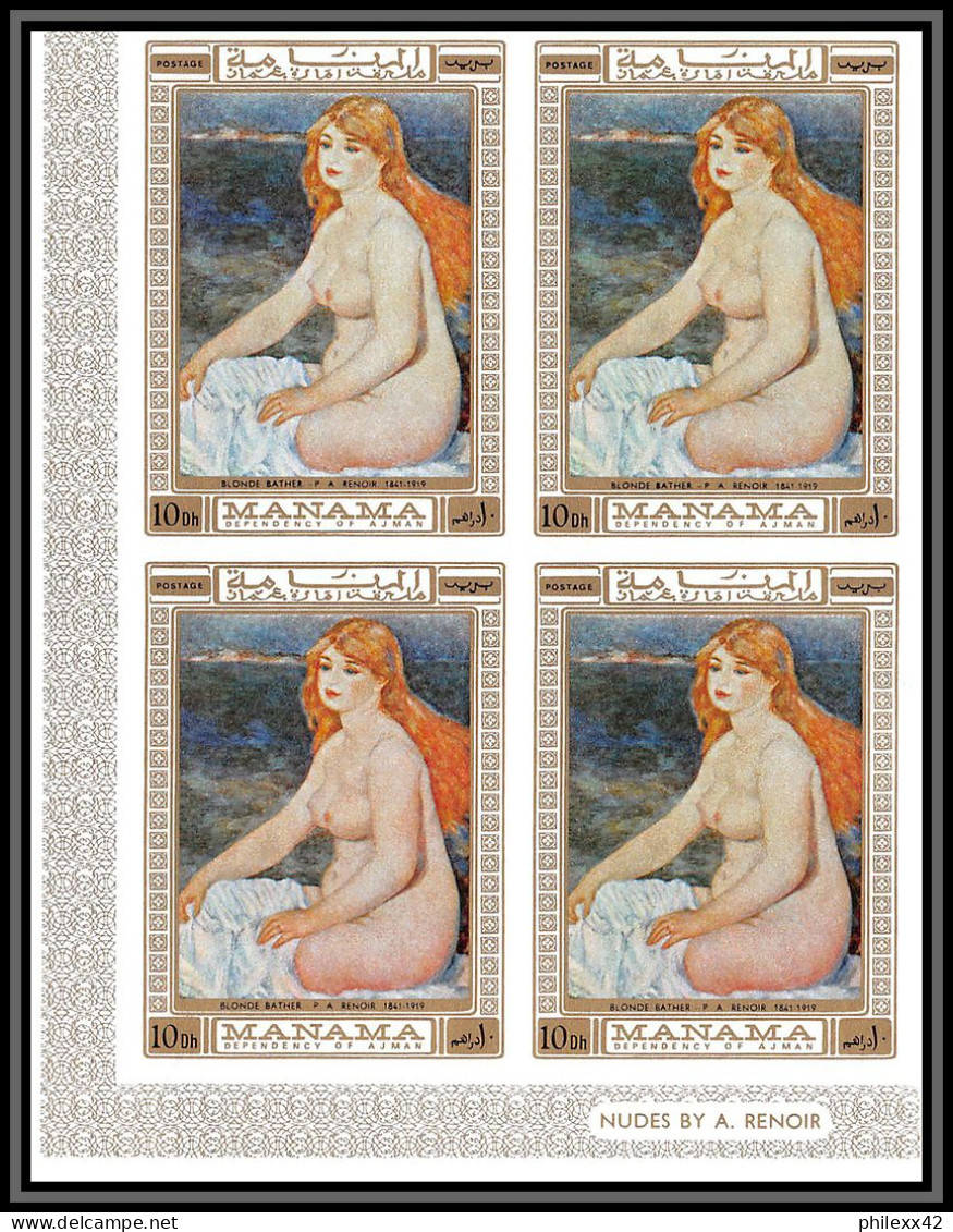 Manama - 3161e/ N° 270/275 B renoir nus nudes peinture tableaux paintings non dentelé imperf ** MNH Bloc 4