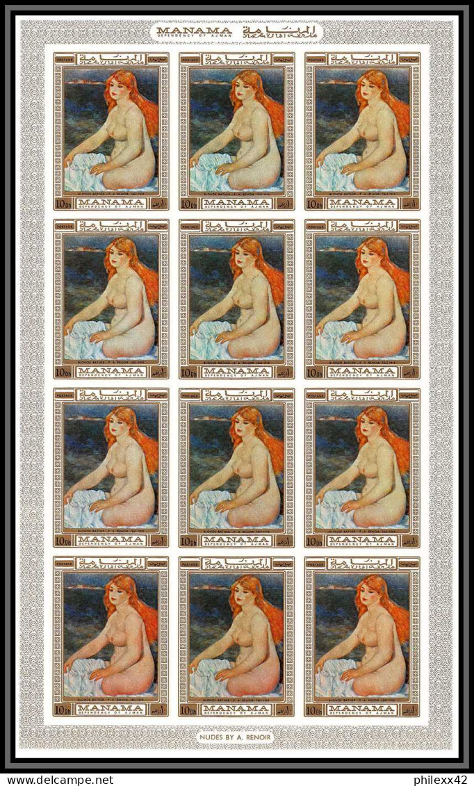 Manama - 3161e/ N° 270/275 B Renoir Nus Nudes Peinture Tableaux Paintings Non Dentelé Imperf ** MNH Feuille Sheet - Desnudos