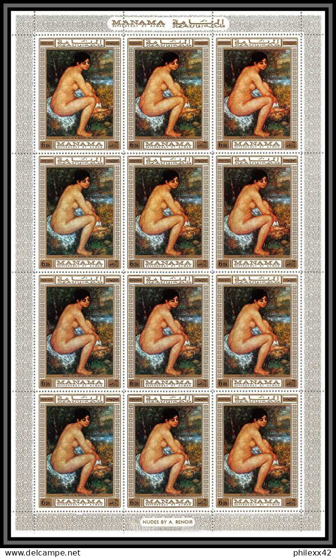 Manama - 3161f/ N° 270/275 A Renoir Nus Nudes Peinture Tableaux Paintings  ** MNH Feuille Sheet - Desnudos