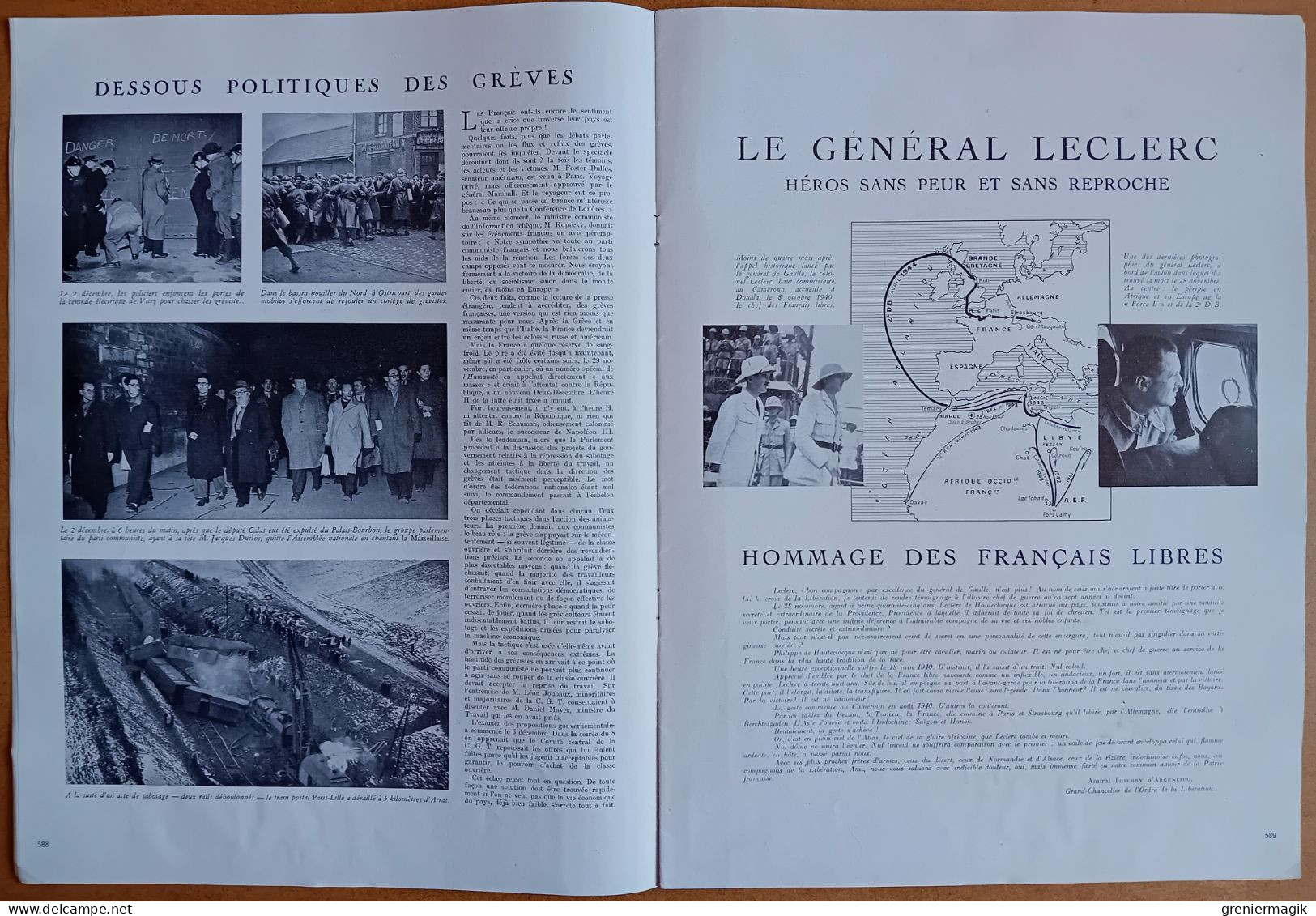 France Illustration N°115 13/12/1947 Mort Du Général Leclerc/Calendrier Des Grèves/Procès Nuremberg Krupp/Tchèques... - Testi Generali