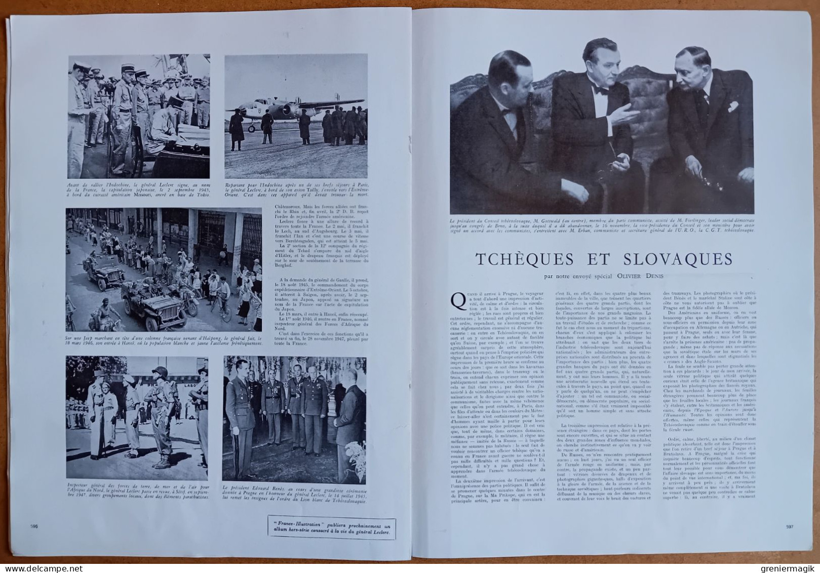 France Illustration N°115 13/12/1947 Mort du Général Leclerc/Calendrier des grèves/Procès Nuremberg Krupp/Tchèques...