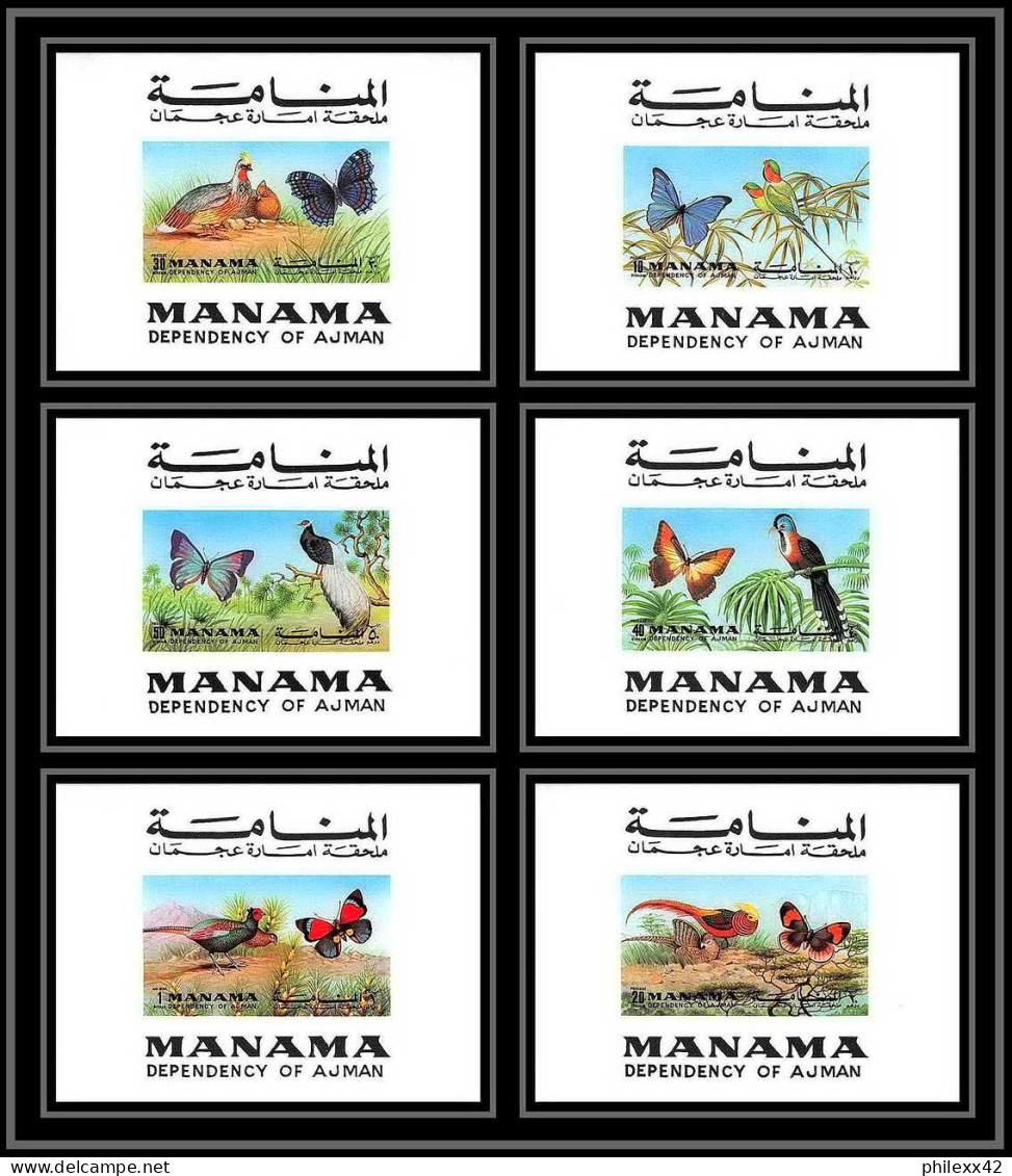 Manama - 3241 N° 1226/1231 Papillons (butterflies) Oiseaux (bird Birds Oiseau) Deluxe Miniature Sheets ** - Hoendervogels & Fazanten