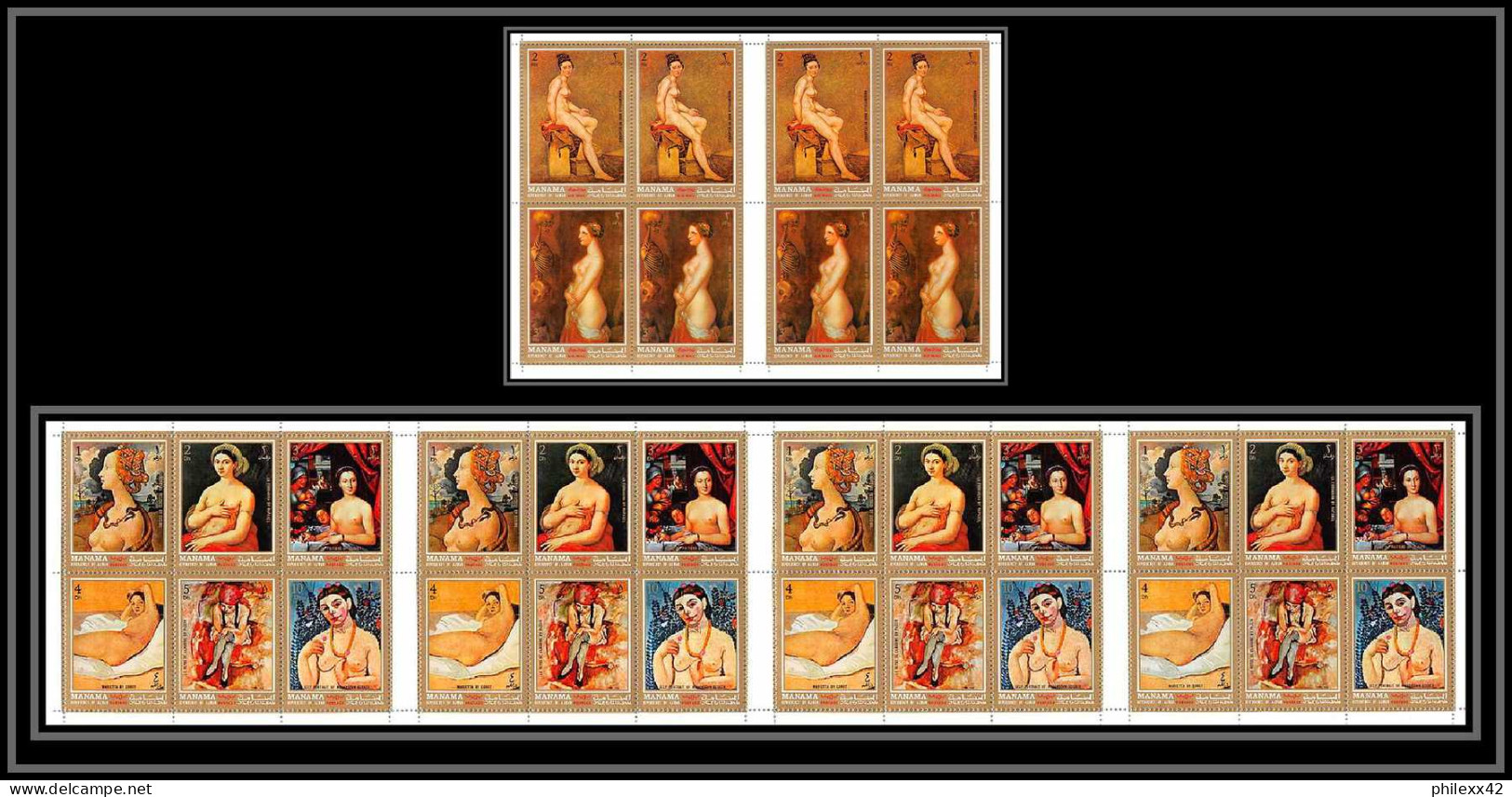 Manama - 3404a/ N°852/859 A Corot Raphael Clouet Delacroix Portraits Tableau (Painting) Neuf ** MNH Feuille Sheet - Desnudos