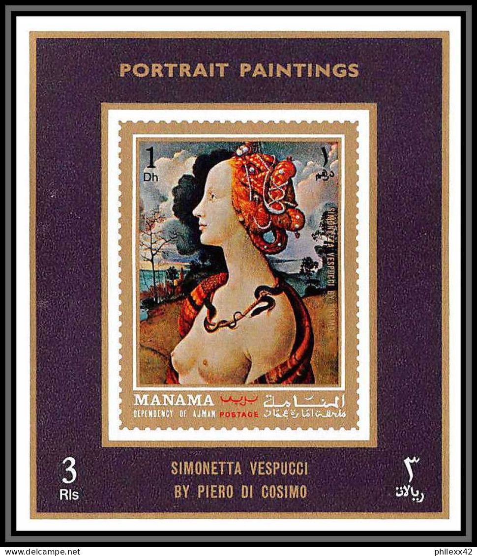 Manama - 3403/ N°852/859 Corot Raphael Clouet Delacroix Portraits Tableau (Painting) Neuf ** MNH Deluxe Miniature Sheet - Desnudos