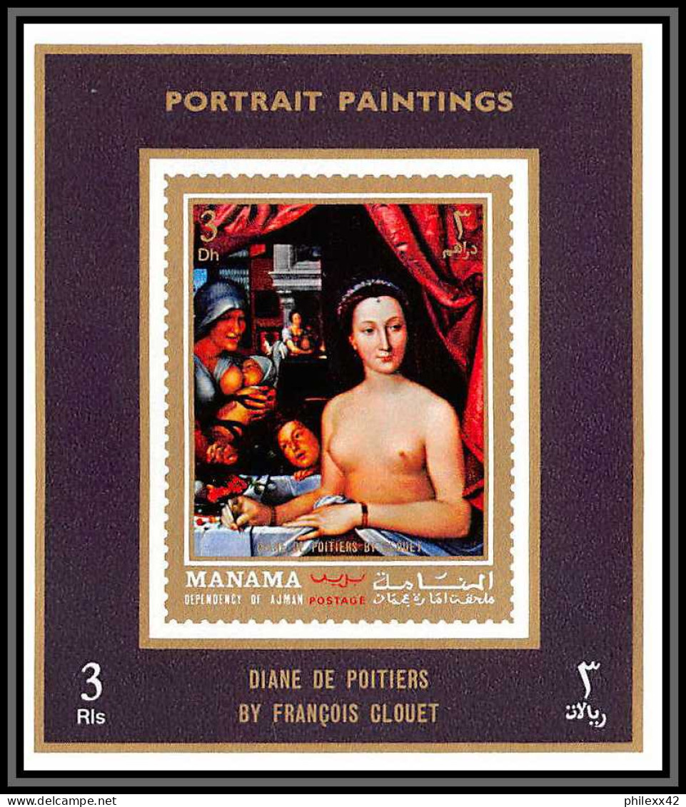 Manama - 3403/ N°852/859 Corot Raphael Clouet Delacroix Portraits Tableau (Painting) Neuf ** MNH Deluxe Miniature Sheet - Desnudos