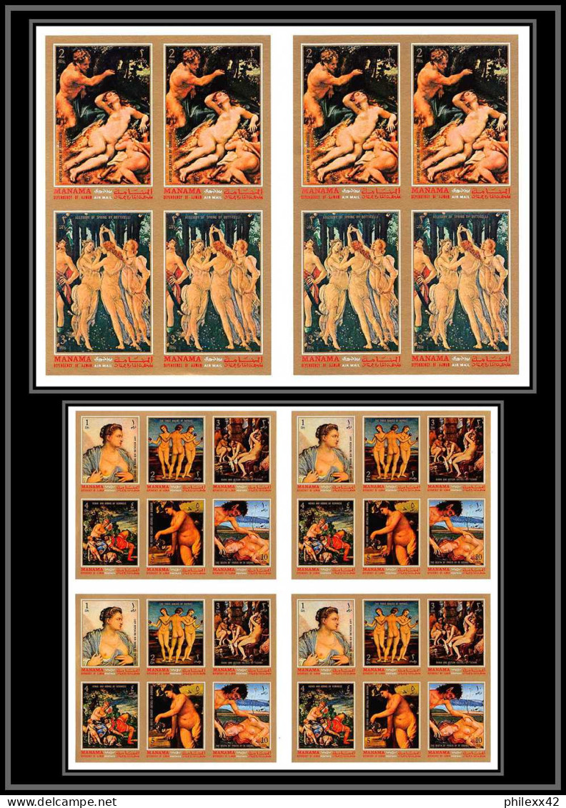 Manama - 3408/ N°646/653 B Italian Renaissance Nus Nude Tableau (Painting)  Neuf ** MNH Non Dentelé Imperf Feuille Sheet - Desnudos