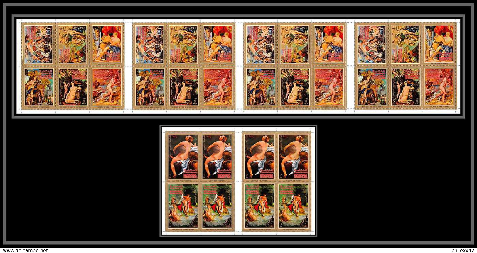 Manama - 3412c/ N°664/671 A Moman Mythology Paintings Nus Nudes Tableau Painting Neuf ** MNH Feuille Sheet RR Rubens - Desnudos
