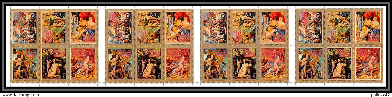 Manama - 3412c/ N°664/671 A Moman Mythology Paintings Nus Nudes Tableau Painting Neuf ** MNH Feuille Sheet RR Rubens - Desnudos