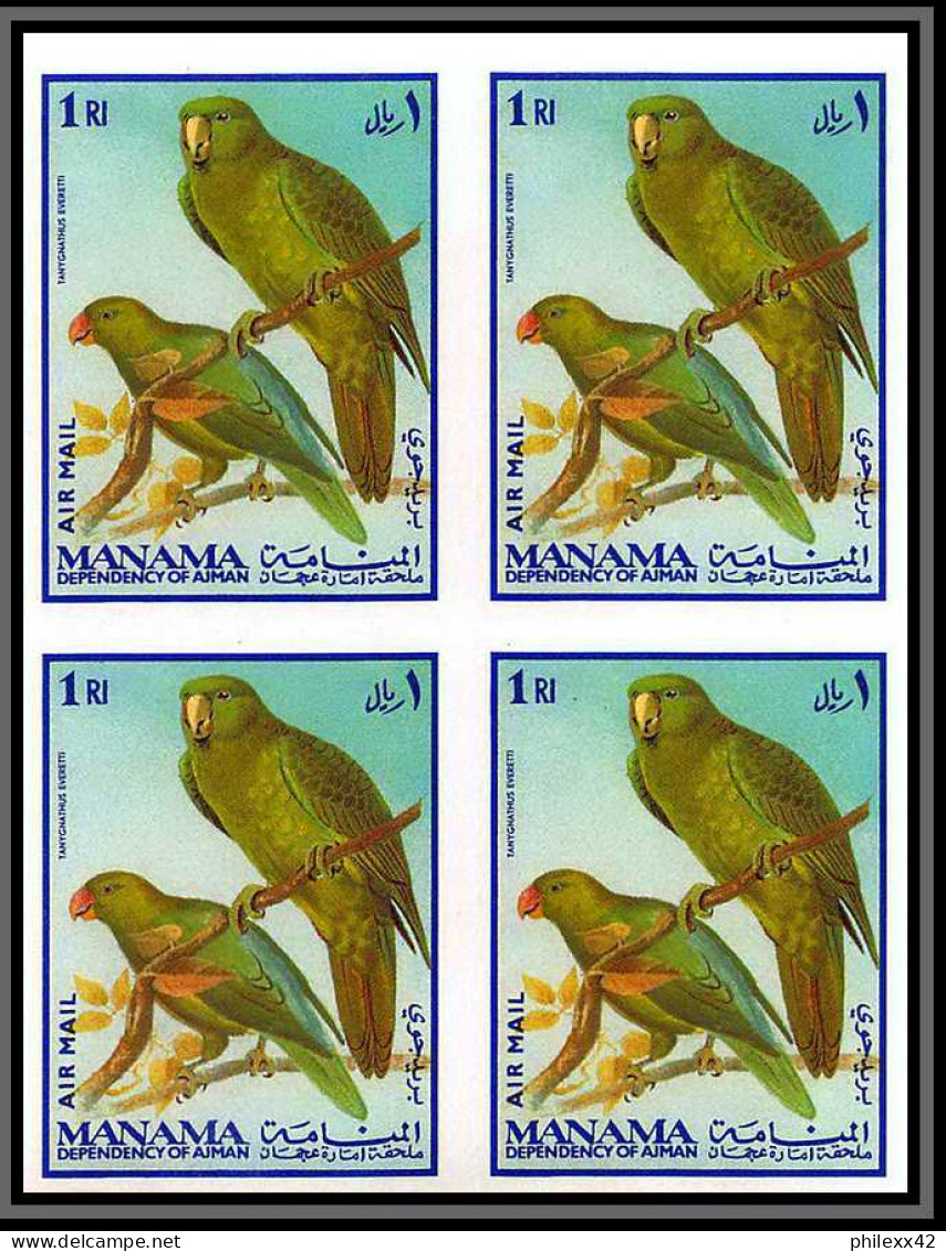 Manama - 3437/ N°159/169 B parrot perroquet oiseaux (birds) neuf ** MNH Non dentelé imperf BLOC 4