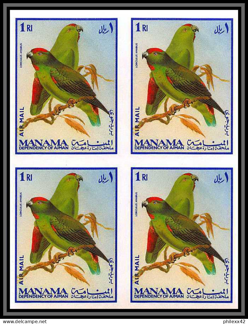 Manama - 3437/ N°159/169 B parrot perroquet oiseaux (birds) neuf ** MNH Non dentelé imperf BLOC 4