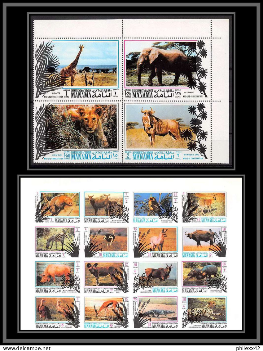 Manama - 3465/ N°514/533 Protection Of Animals 1971 Neuf ** MNH Elephant Lion Rhinoceros Hippopotamu Crocodile - Jirafas