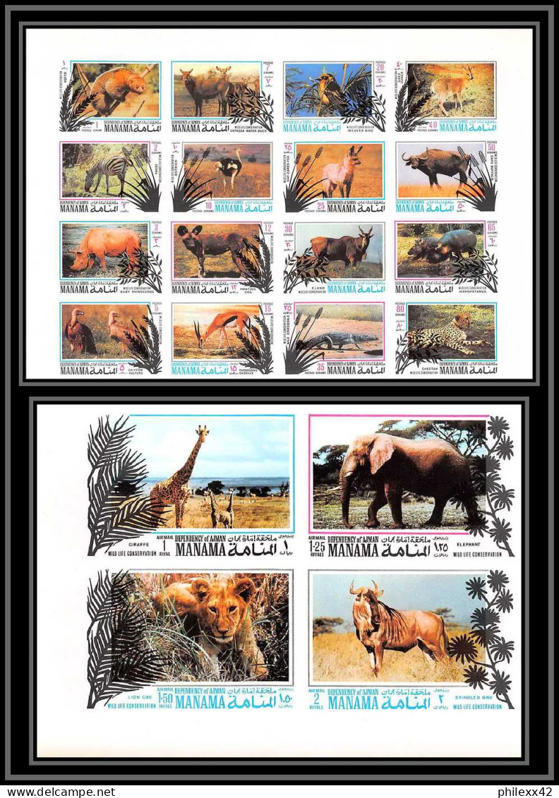 Manama - 3465d/ N°514/533 B Protection Of Animals 1971 Neuf ** MNH Elephant Lion Rhinoceros Crocodile Non Dentelé Imperf - Giraffen