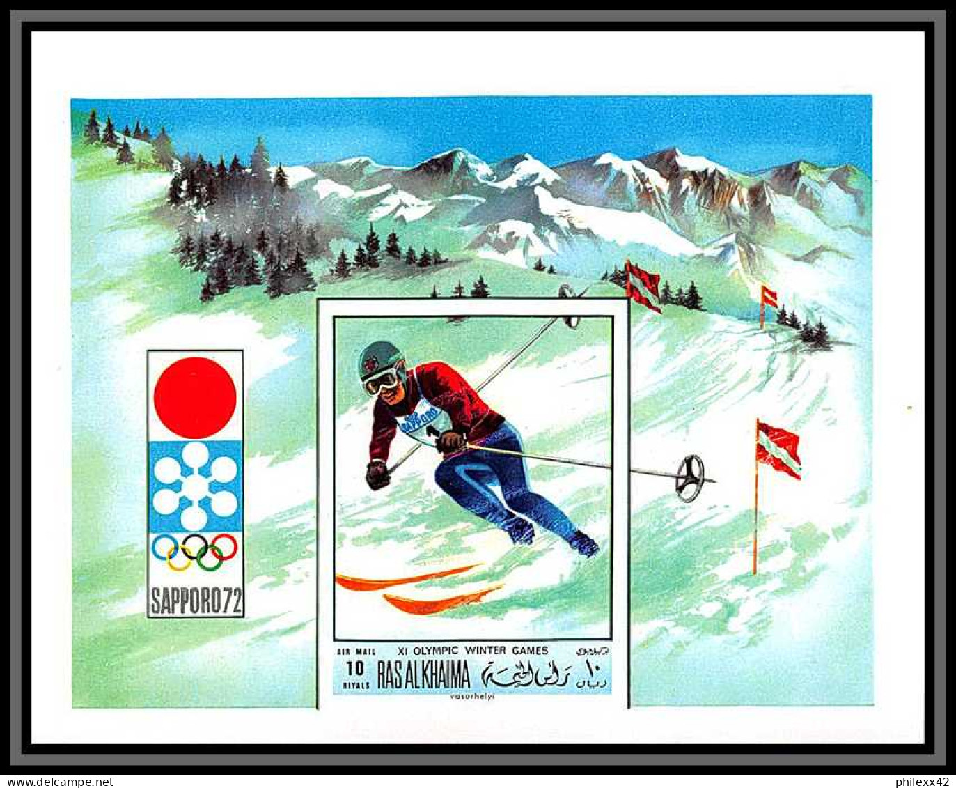 Ras Al Khaima - 530/ N° 377/382 B Bloc 85 Jeux Olympiques Olympic Games Sapporo 1972 Non Dentelé Imperf ** MNH Neuf  - Winter 1972: Sapporo