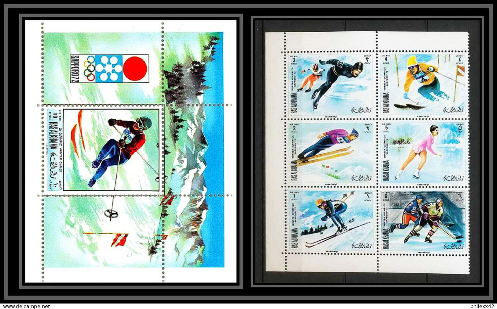 Ras Al Khaima - 531b/ N° 377/382 A + Bloc 85a Jeux Olympiques (olympic Games) Sapporo 72 1972 Neuf ** MNH  - Winter 1972: Sapporo