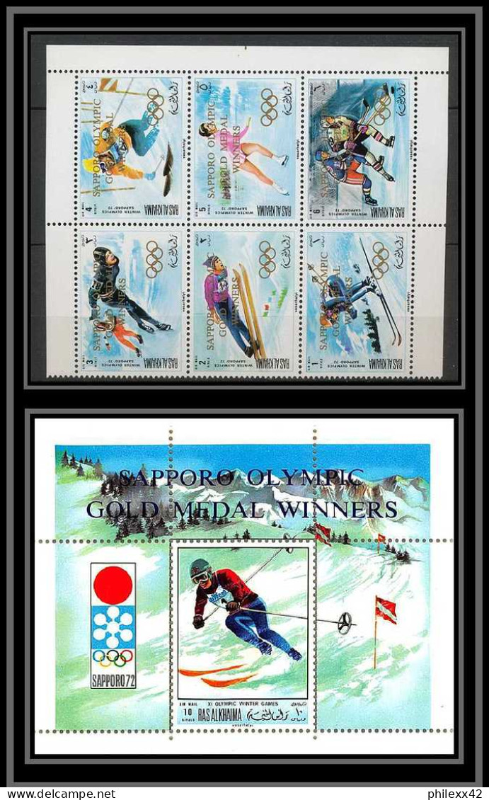 Ras Al Khaima - 534a/ N° 534/539 A Bloc 99 A Sapporo 1972 Overprint Surcharge Jeux Olympiques Olympic Games Neuf ** MNH - Winter 1972: Sapporo