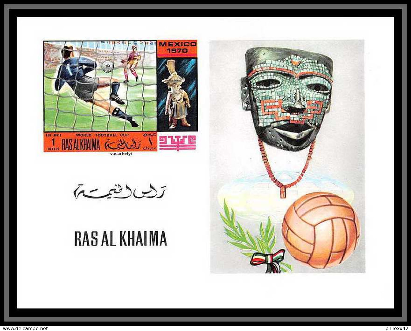 Ras Al Khaima - 543d - N° 354/359 B Football (Soccer) COUPE DU MONDE MEXICO 1970 Deluxe Sheets Blocs ** MNH - 1970 – Mexique