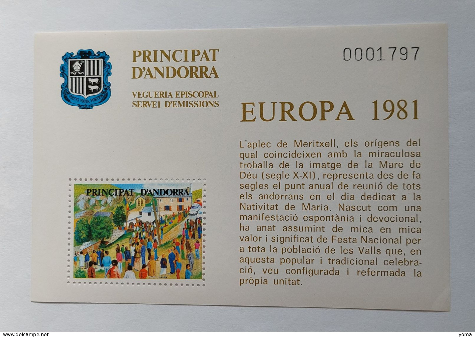 Bloc Europa 1981 - Neuf  - émis Par Souscription Réservée Aux Abonnés - Episcopale Vignetten