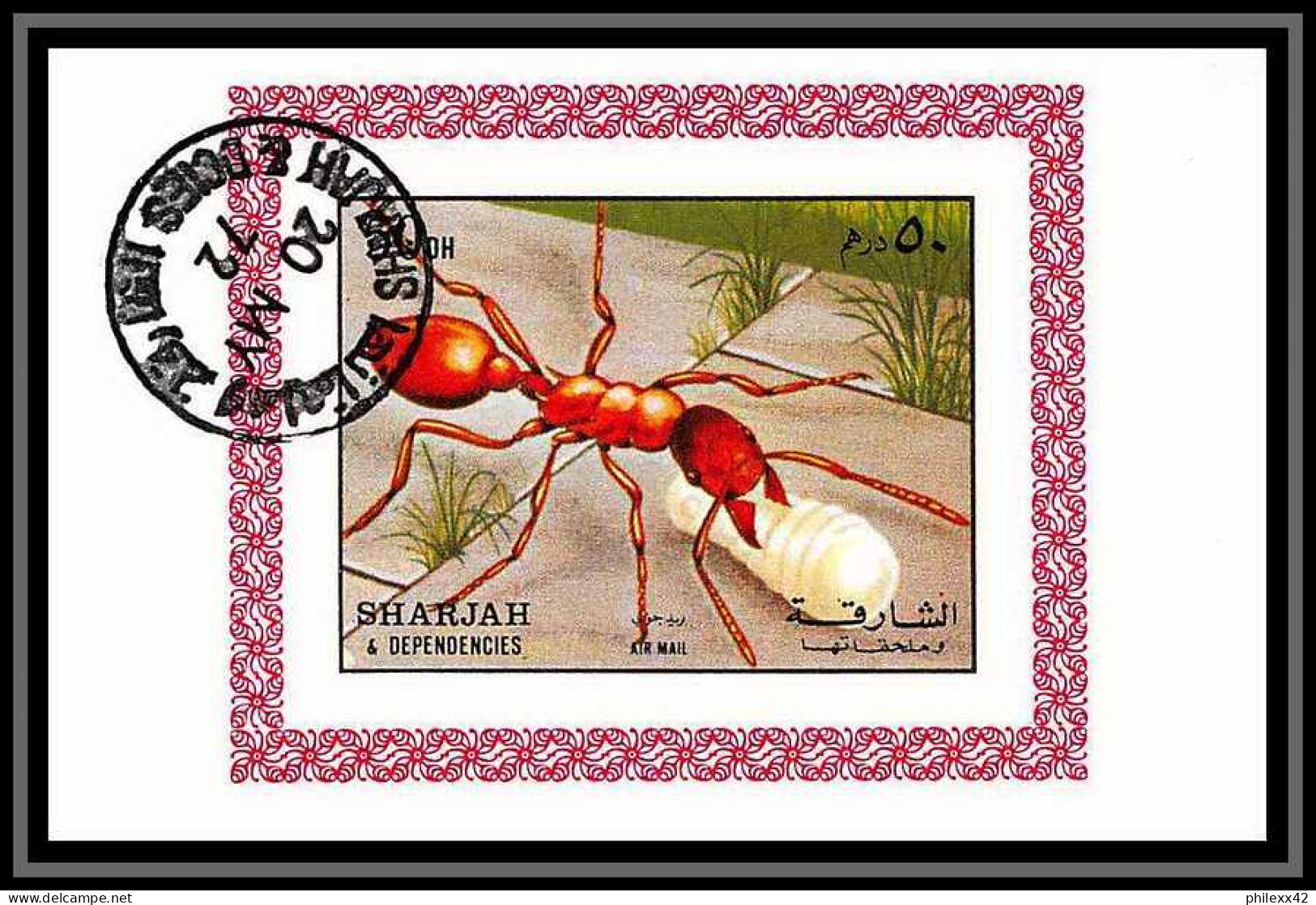Sharjah - 2038/ N° 1204/1209 Invertabrates Wasp Guepe Bee Abeille Ladybird Snail Ant Bumblebee Deluxe Blocs Used  - Abeilles