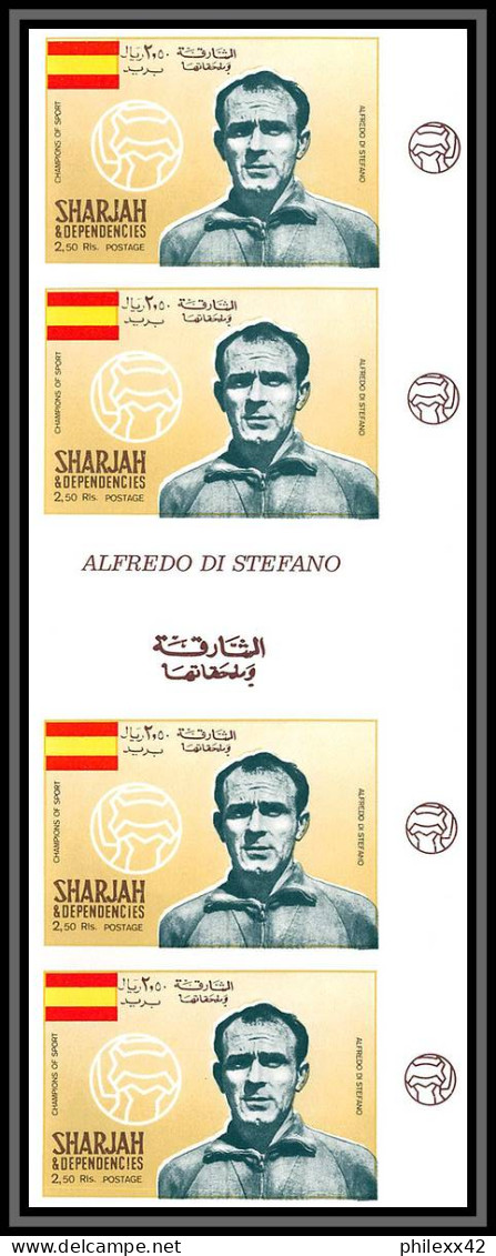 Sharjah - 2144/ N°508 Di Stéfano Argentina Espana Football Soccer Non Dentelé Imperf Gutter Proof Error Variété ** MNH - Berühmte Teams