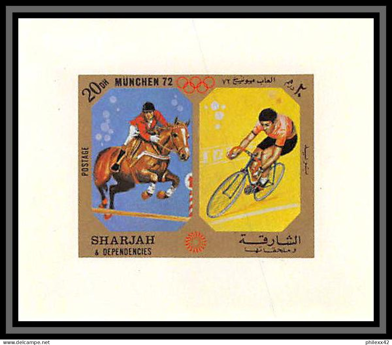 Sharjah - 2194/ N°945 Riding Cycling Munich 1972 Jeux Olympiques Olympic Games Miniature Deluxe Sheet Neuf ** MNH - Sharjah