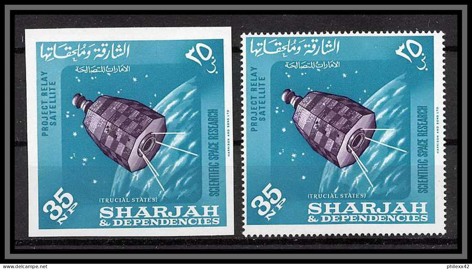 Sharjah - 2208/ N°59 A/B Satellite Relay + Non Dentelé Imperf Neuf ** MNH Espace (space) - Sharjah
