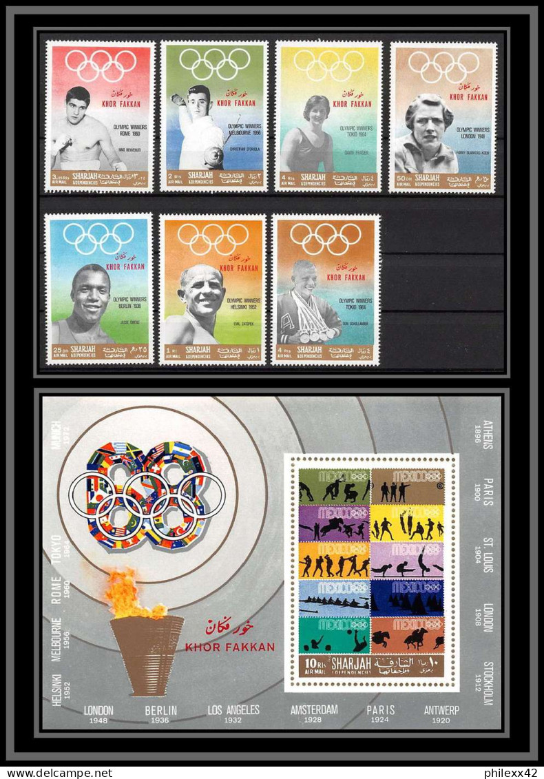 Sharjah - 2218 Khor Fakkan N°219/225 Bloc 21 A Gold Medallists Jeux Olympiques Olympic Games MEXICO 1968 Neuf ** MNH  - Sharjah