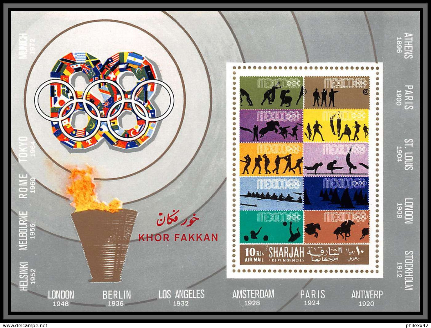 Sharjah - 2218 Khor Fakkan N°219/225 Bloc 21 A Gold Medallists Jeux Olympiques Olympic Games MEXICO 1968 Neuf ** MNH  - Sharjah