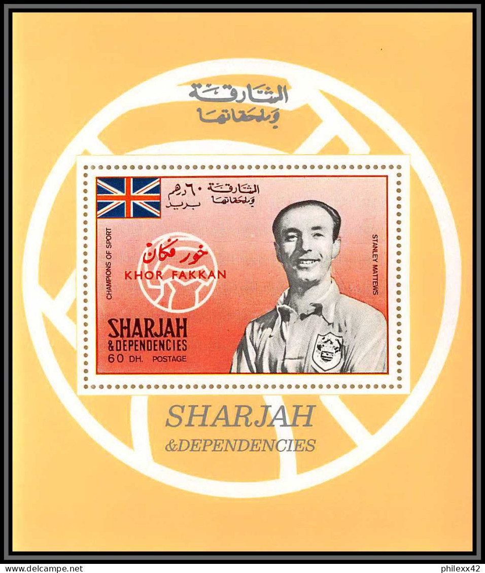 Sharjah - 2221/ Khor Fakkan N°215 Stanley Matthews British Football Soccer Deluxe Miniature Sheet Neuf ** MNH - Sharjah