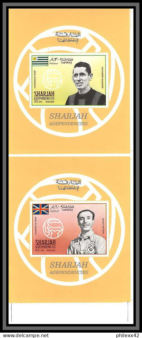 Sharjah - 2242c N°506/504 Matthews Schiaffino England Football Soccer Non Dentelé Imperf Essai Proof ** MNH - Sharjah