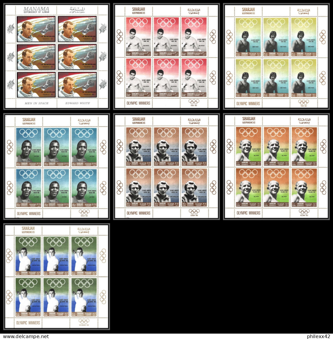 Sharjah - 2247/ N°510/546 Jeux Olympiques (olympic Games) Gold Medalists Mexico 1968 Neuf ** MNH Feuille Complete Sheets - Sharjah