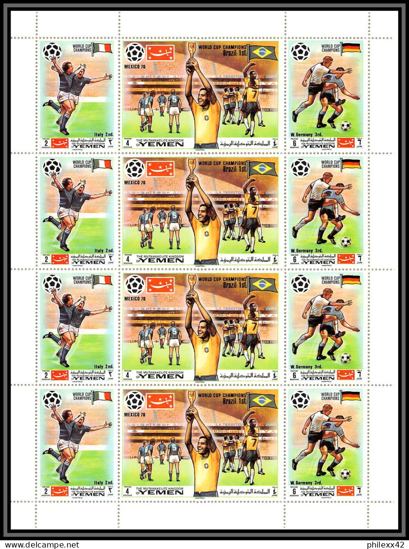 Yemen Royaume (kingdom) - 4051b/ 1150/1152 A  Football (Soccer) Winner World Cup Mexico Pelé 1970 ** MNH Feuille Sheet - 1970 – Mexico