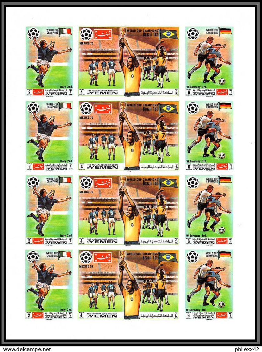 Yemen Royaume (kingdom) - 4051d 1150/1152 B  Football Soccer Pelé Mexico 1970 ** MNH Feuille Sheet Non Dentelé Imperf - 1970 – Mexico