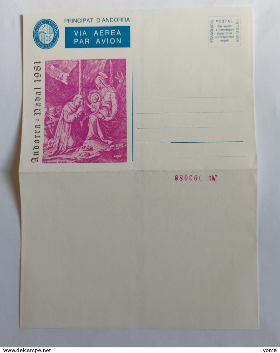 Noël 1981 - Enveloppe Par Avion - Neuf  - émis Par Souscription Réservée Aux Abonnés - Vicariato Episcopale