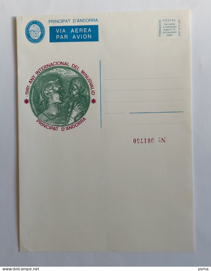 Année Internationale Des Handicapés 1981 - Enveloppe Par Avion - Neuf  - émis Par Souscription Réservée Aux Abonnés - Bischöfliche Viguerie