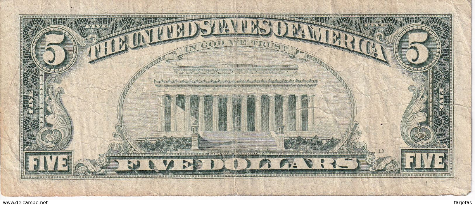 BILLETE DE ESTADOS UNIDOS DE 5 DOLLARS DEL AÑO 1995 LETRA K - DALLAS (BANK NOTE) - Billetes De La Reserva Federal (1928-...)