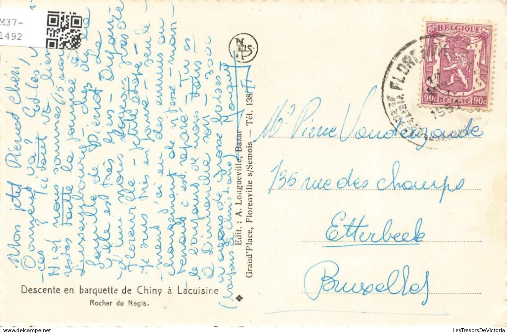 BELGIQUE - Descente En Barquette De Chiny à Lacuisine - Rocher Du Negis - Carte Postale Ancienne - Virton