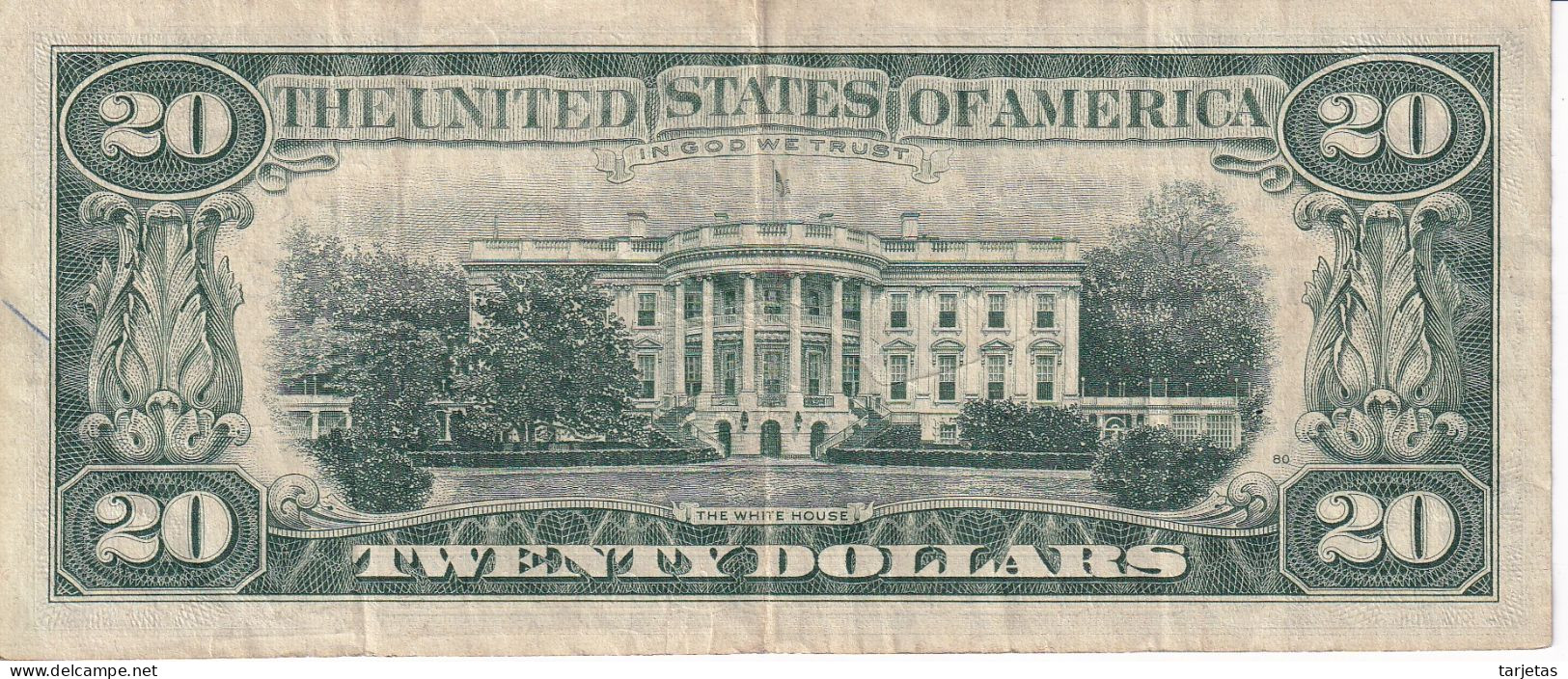 BILLETE DE ESTADOS UNIDOS DE 20 DOLLARS DEL AÑO 1969 LETRA L - SAN FRANCISCO (BANK NOTE) - Federal Reserve (1928-...)