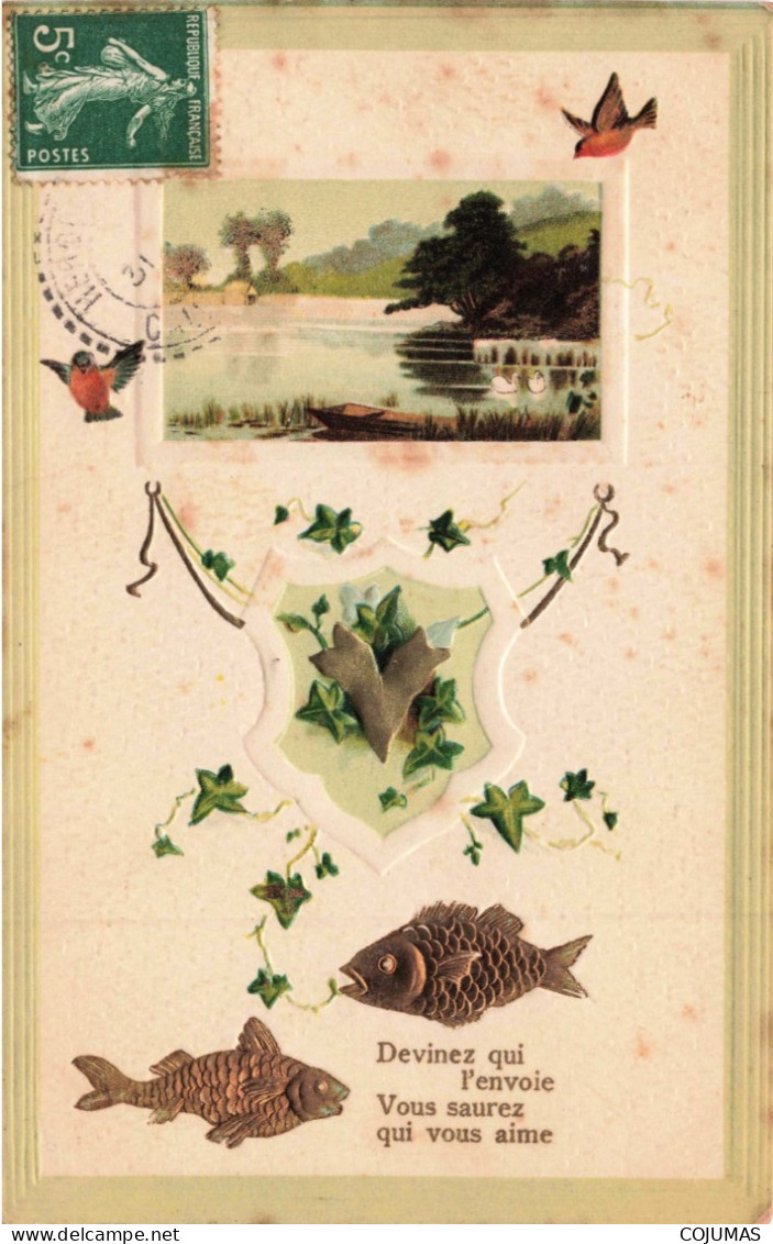 ANIMAUX _S25867_ Poissons - Devinez Qui L'envoie Vous Saurez Qui Vous Aime - Carte Gaufrée - Poissons Et Crustacés