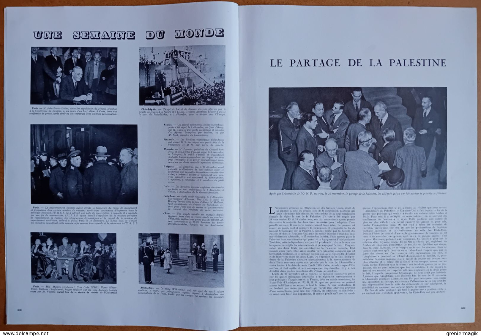 France Illustration N°116 20/12/1947 Le Partage De La Palestine Etat Juif/Chine/Flottes Modernes/Grenadiers De Napoléon - Allgemeine Literatur