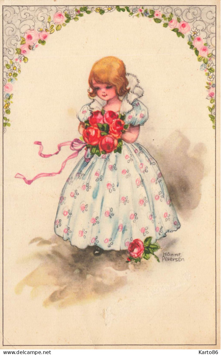 Hannes PETERSEN * CPA Illustrateur Petersen * N°406 * Enfant Fillette Robe Mode Fleurs Flowers - Petersen, Hannes