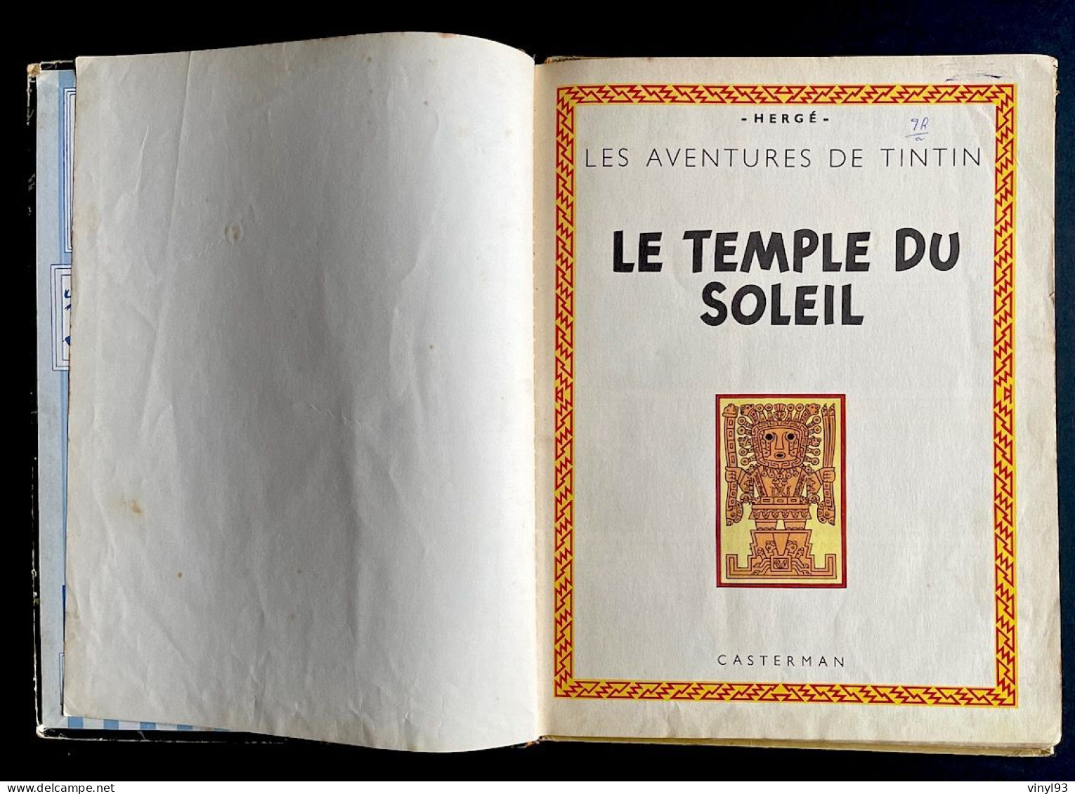 1960/61 - 1 Album Des Aventures De TINTIN "Le Temple Du Soleil" - B 29 - Casterman - état Correct Voir Détails - Hergé