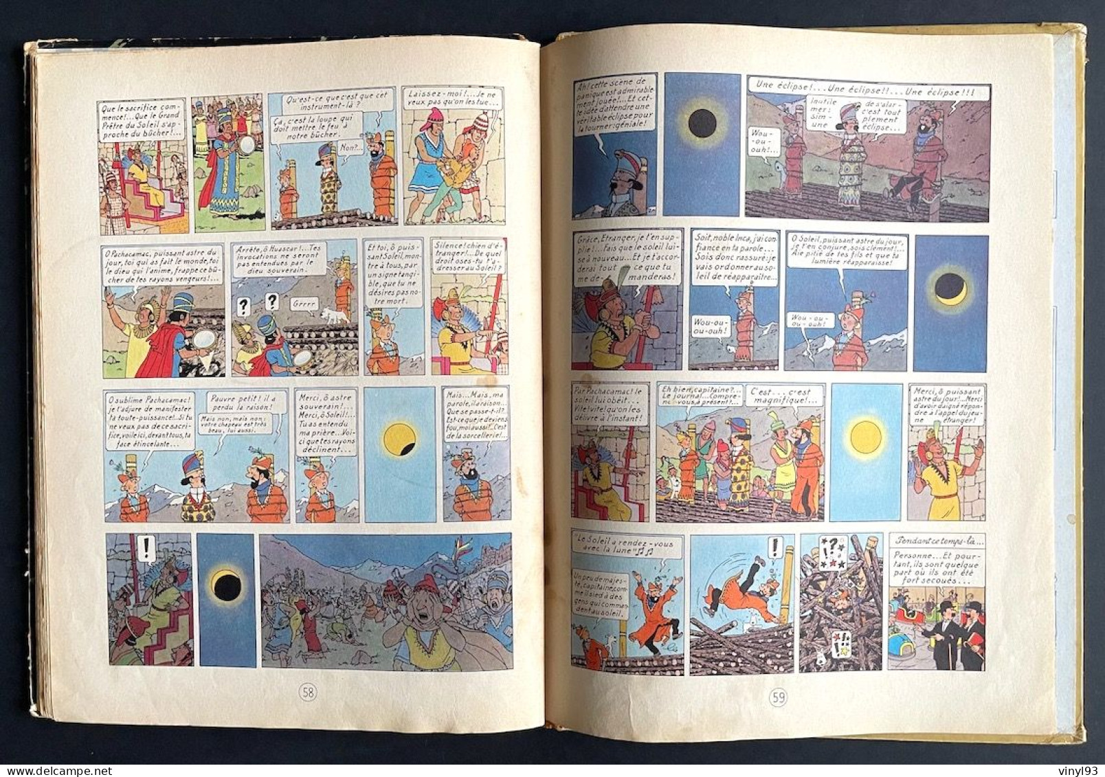 1960/61 - 1 Album des aventures de TINTIN "Le Temple du Soleil" - B 29 - Casterman - état correct voir détails