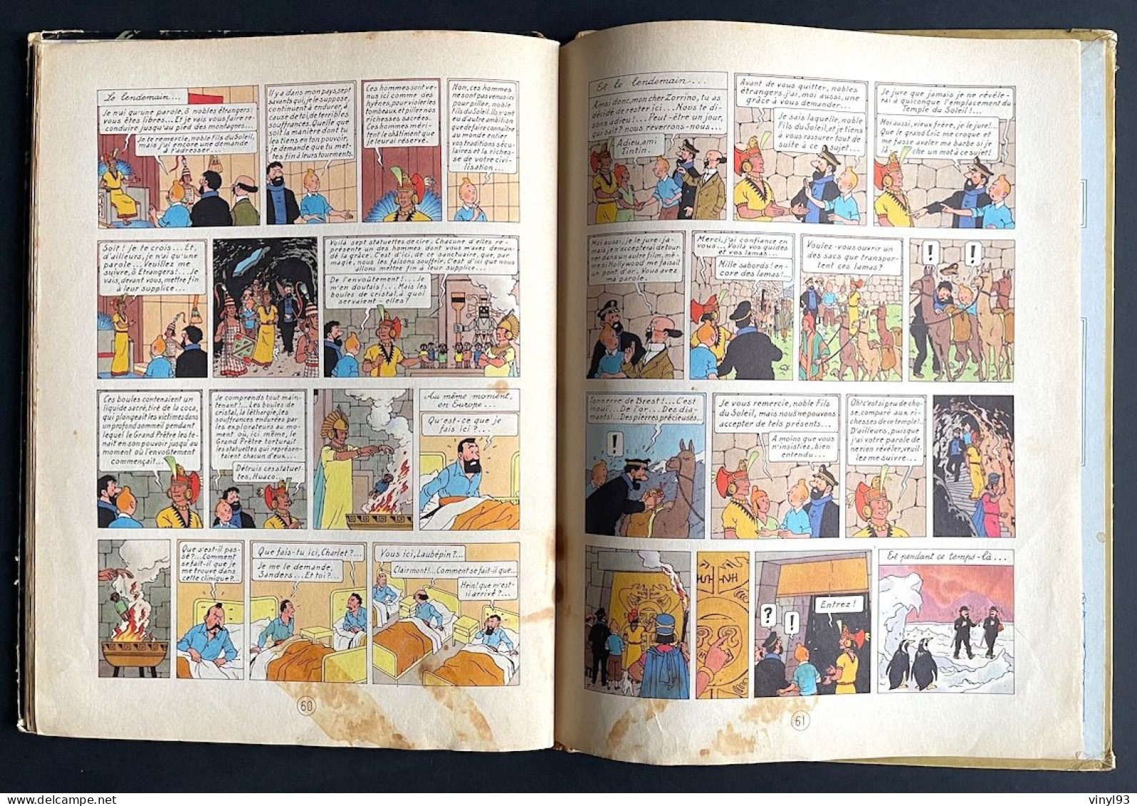 1960/61 - 1 Album des aventures de TINTIN "Le Temple du Soleil" - B 29 - Casterman - état correct voir détails