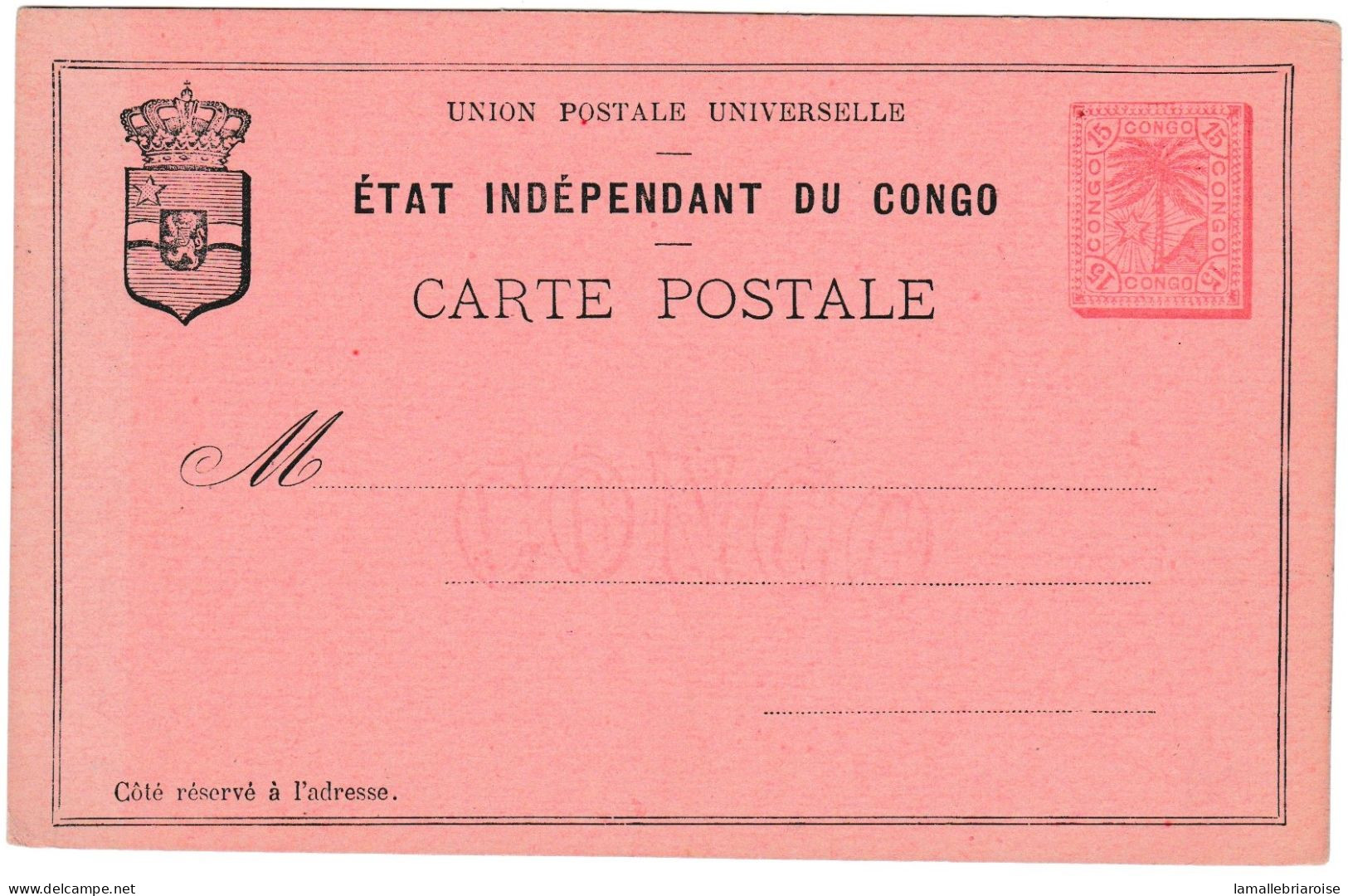 ETAT INDEPENDANT DU CONGO - Entier Postal 15c Palmier - NEUF - Postwaardestukken