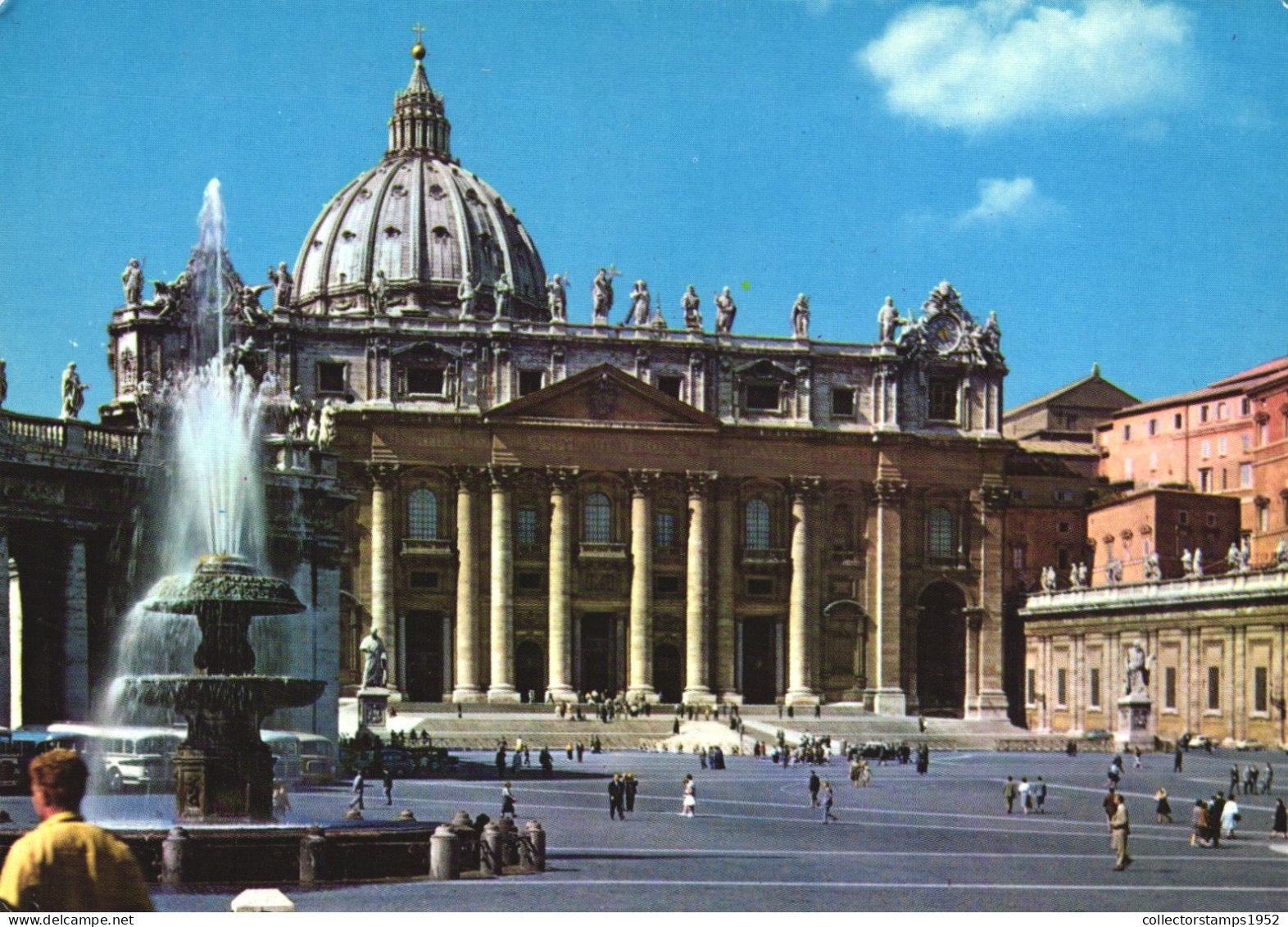 ROME, LAZIO, ST. PETER'S SQUARE, CATHEDRAL, ARCHITECTURE, FOUNTAIN, BUS, ITALY, POSTCARD - San Pietro